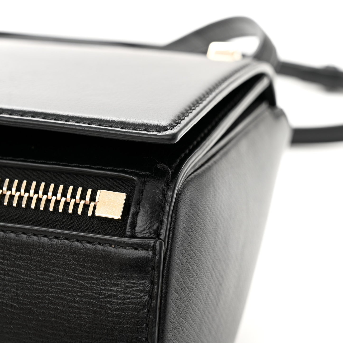 Textured Calfskin Mini Pandora Box Crossbody Bag Black