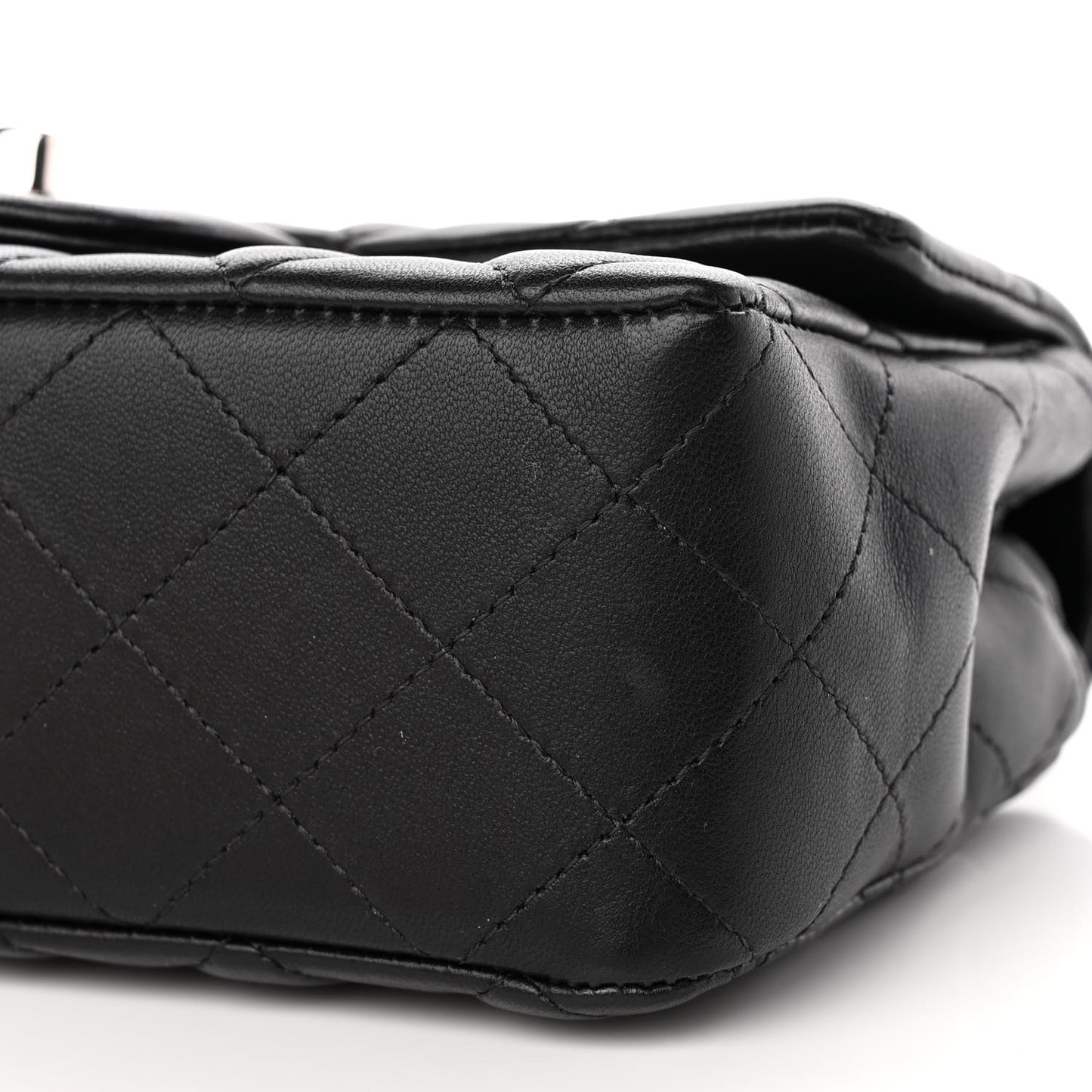 Lambskin Quilted Mini Rectangular Flap Black