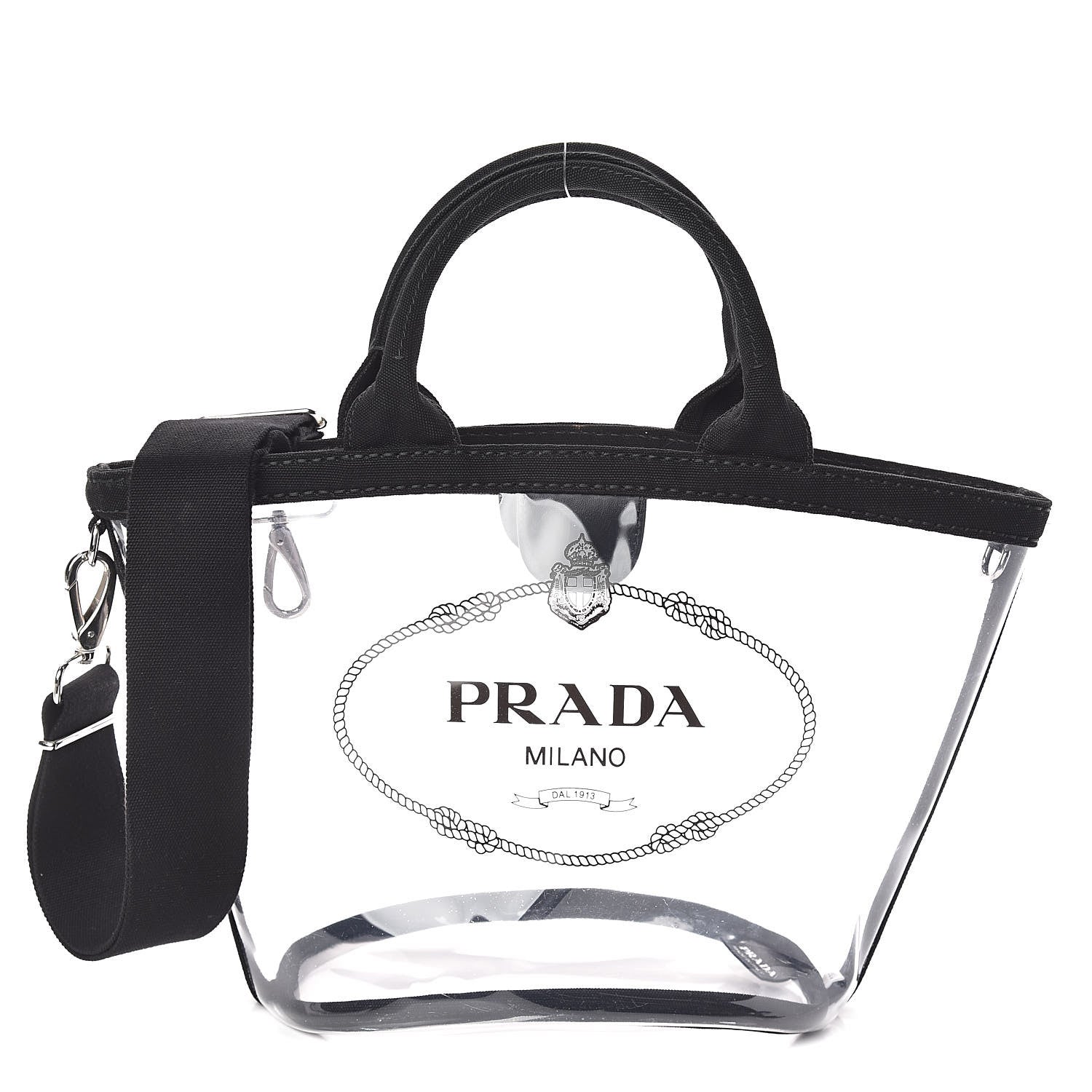 Prada Plexiglass Canapa Small Shopper Tote Black 1 of 10