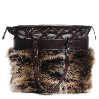 Chanel Quilted Lambskin Fantasy Fur Shopper Tote Brown 1 of 7