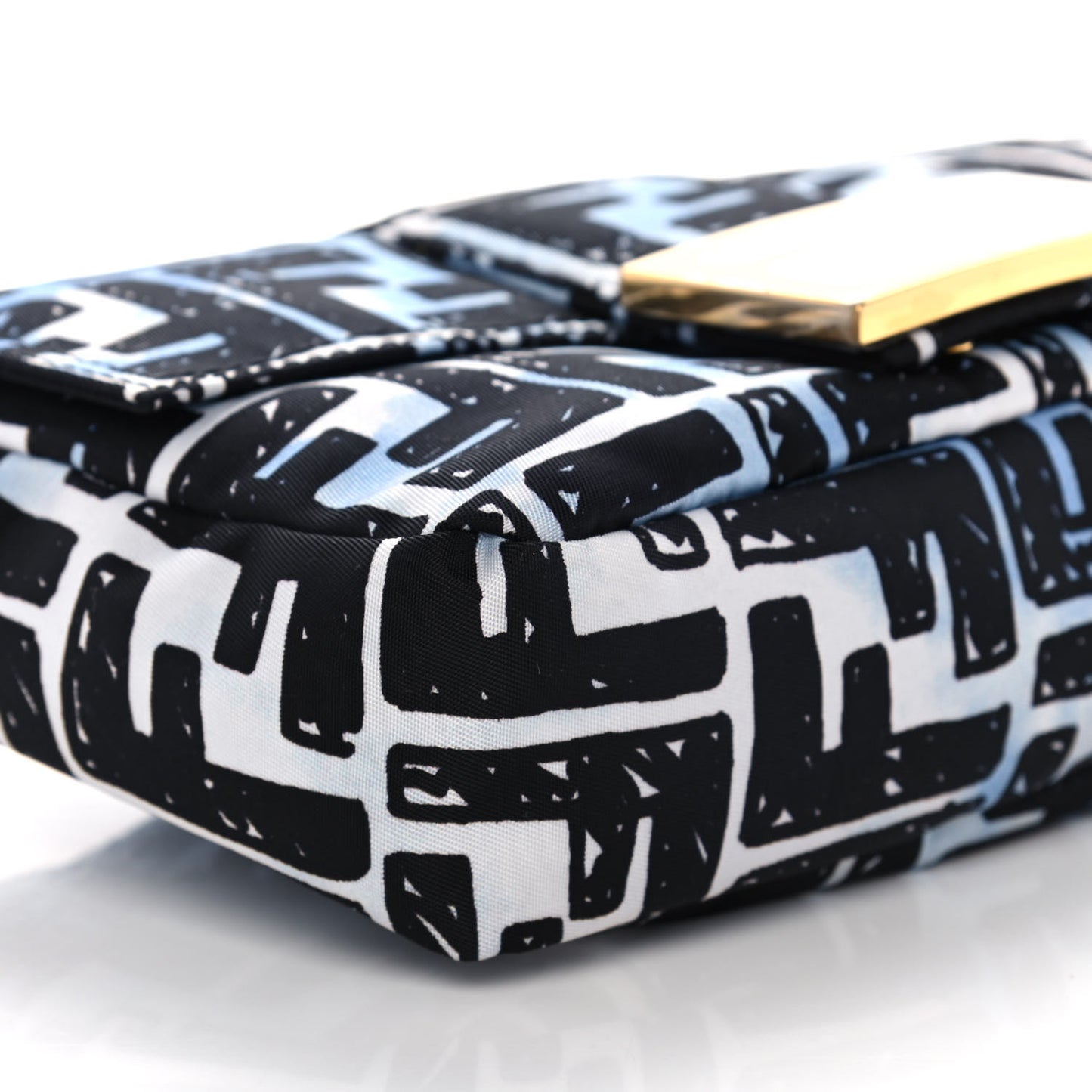X JOSHUA VIDES Nylon FF Cloudy Mini Belt Baguette Bag White Celeste Black