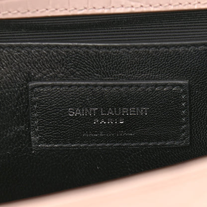 Saint Laurent Calfskin Crocodile Embossed Medium Classic Monogram Kate Tassel Satchel Powder Pink 6 of 13