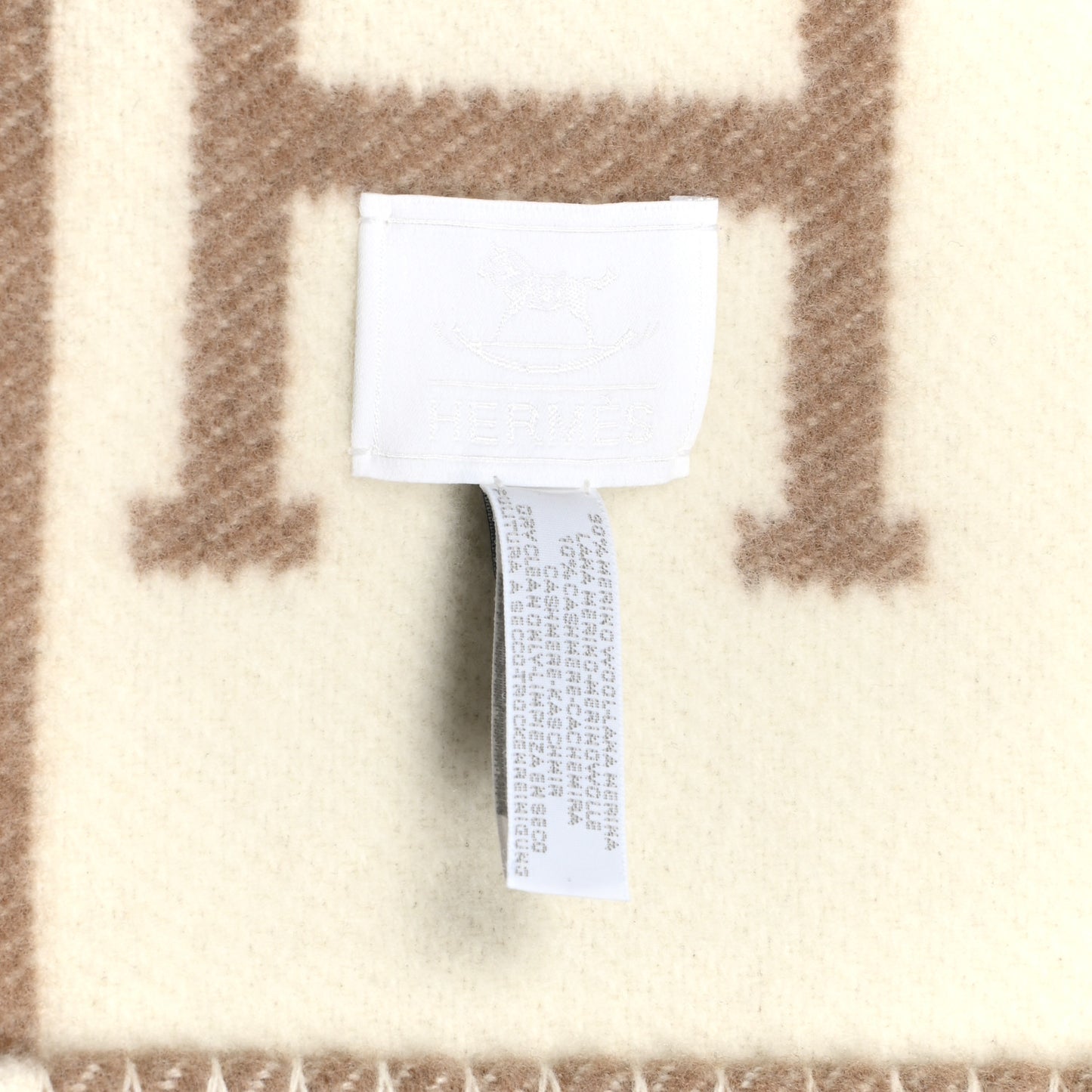 Wool Cashmere Avalon Baby Blanket Noisette Moyen White