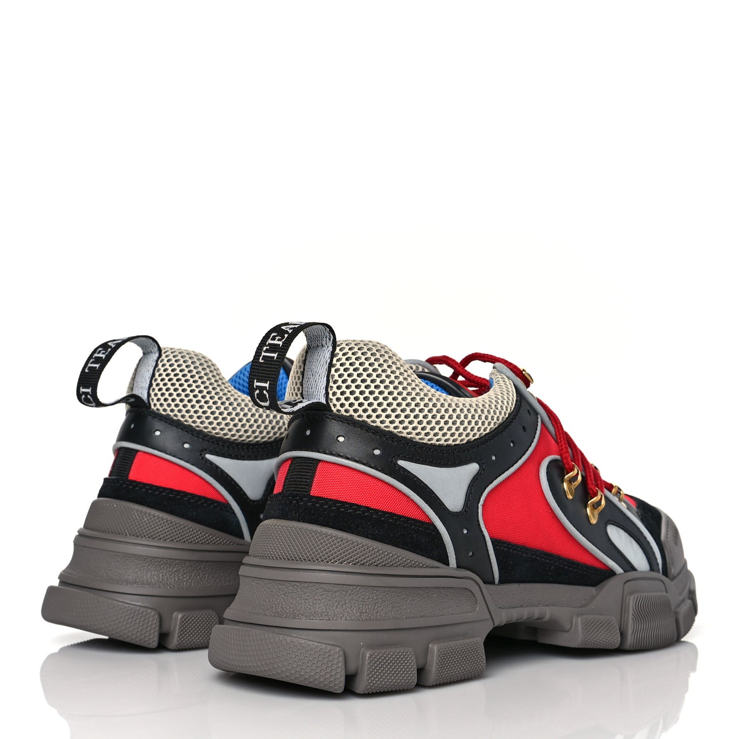 X SEGA Nylon Suede Calfskin Mens Flashtrek Sneakers 8 Black Red