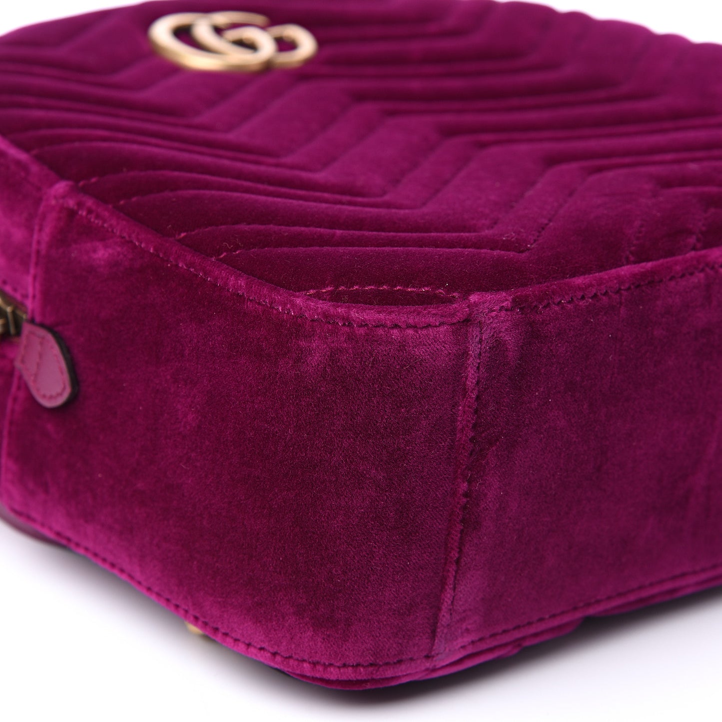 Velvet Matelasse GG Marmont Dome Backpack Fuchsia Violet Cyclamen