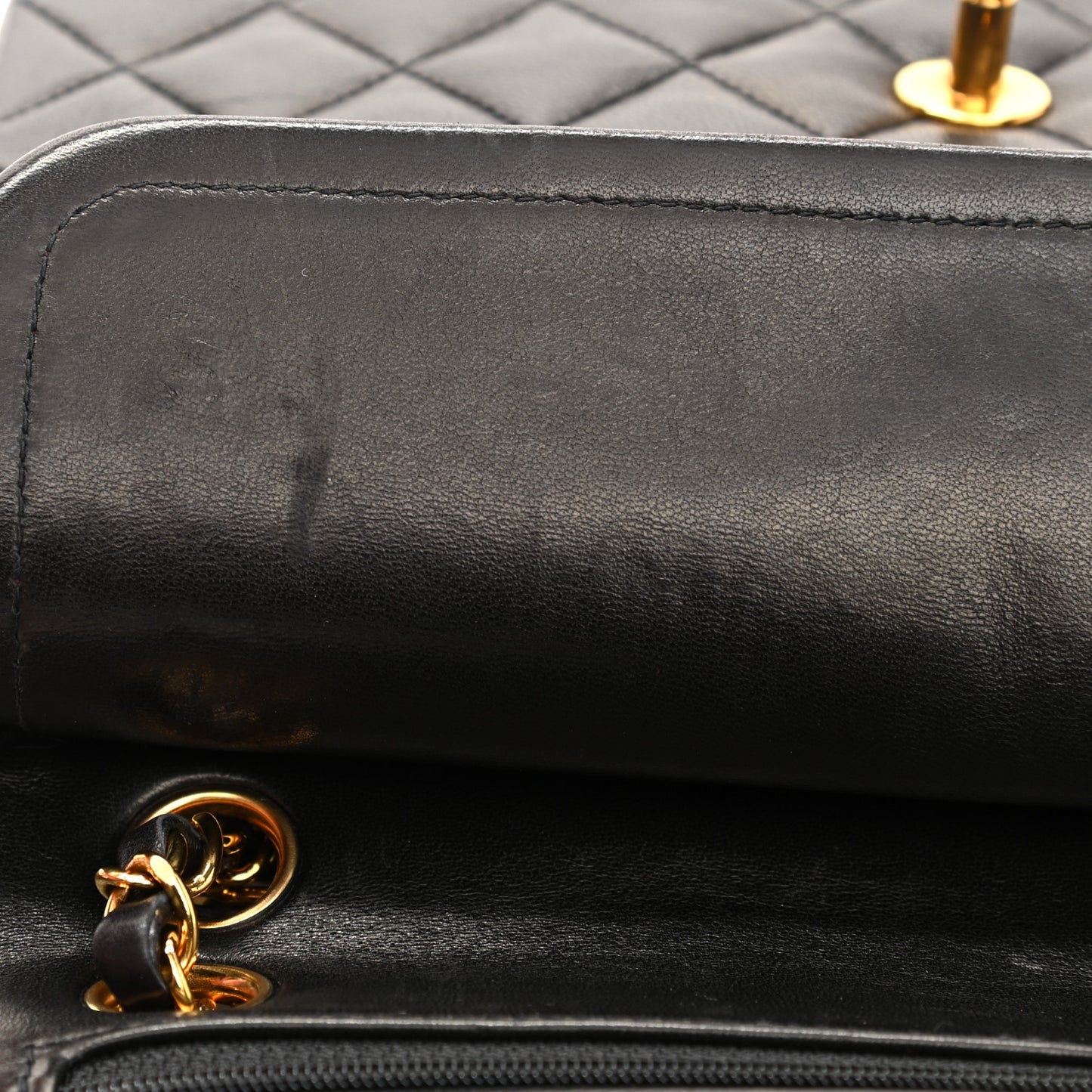 Lambskin Quilted Small Double Flap Black