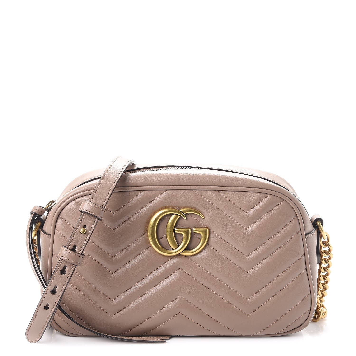 Gucci Calfskin Matelasse Small GG Marmont Chain Shoulder Bag Taupe 1 of 11