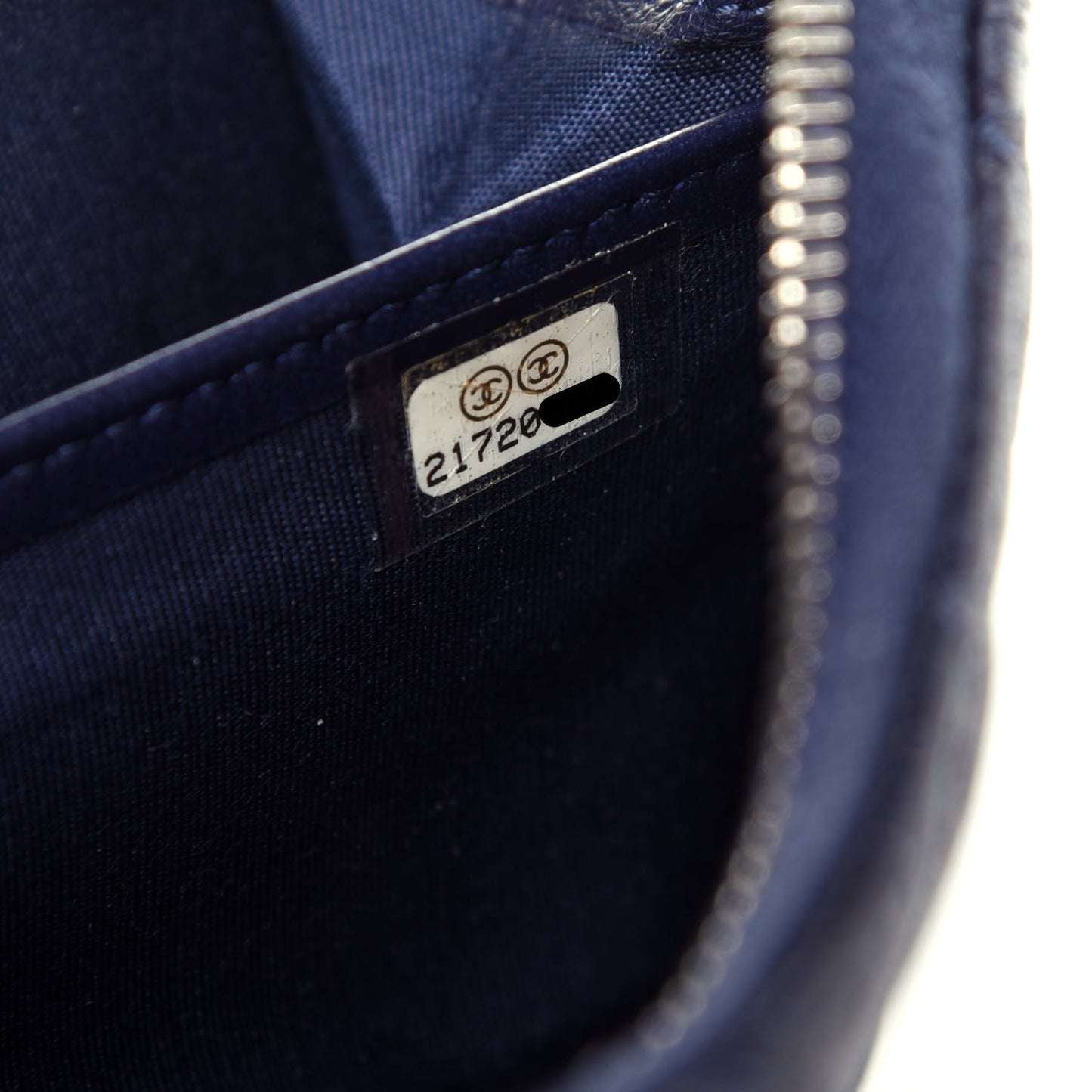Woven Lambskin Quilted Large Zip Around Wallet Navy
