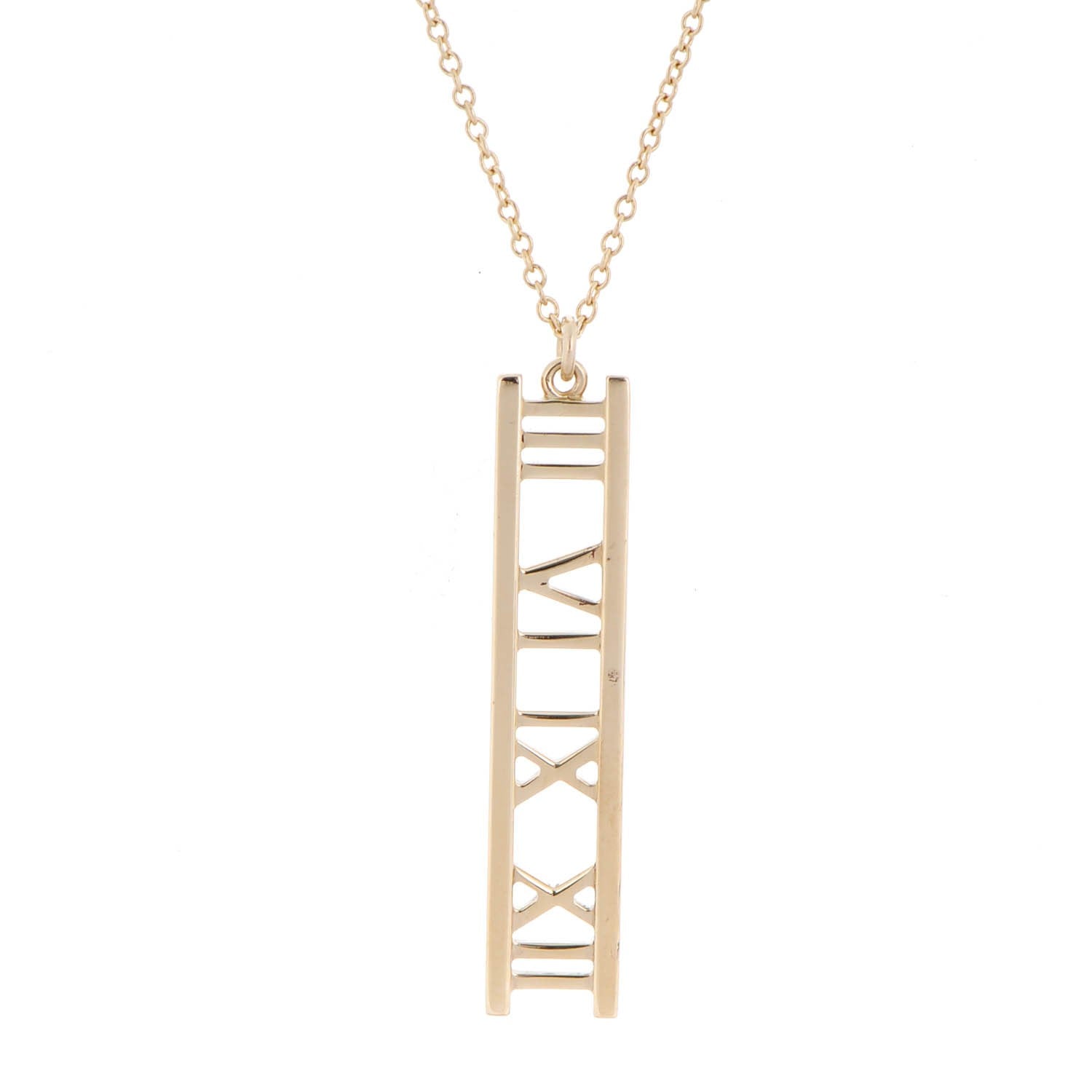 Tiffany 18K Yellow Gold Atlas Bar Pendant Necklace 3 of 5