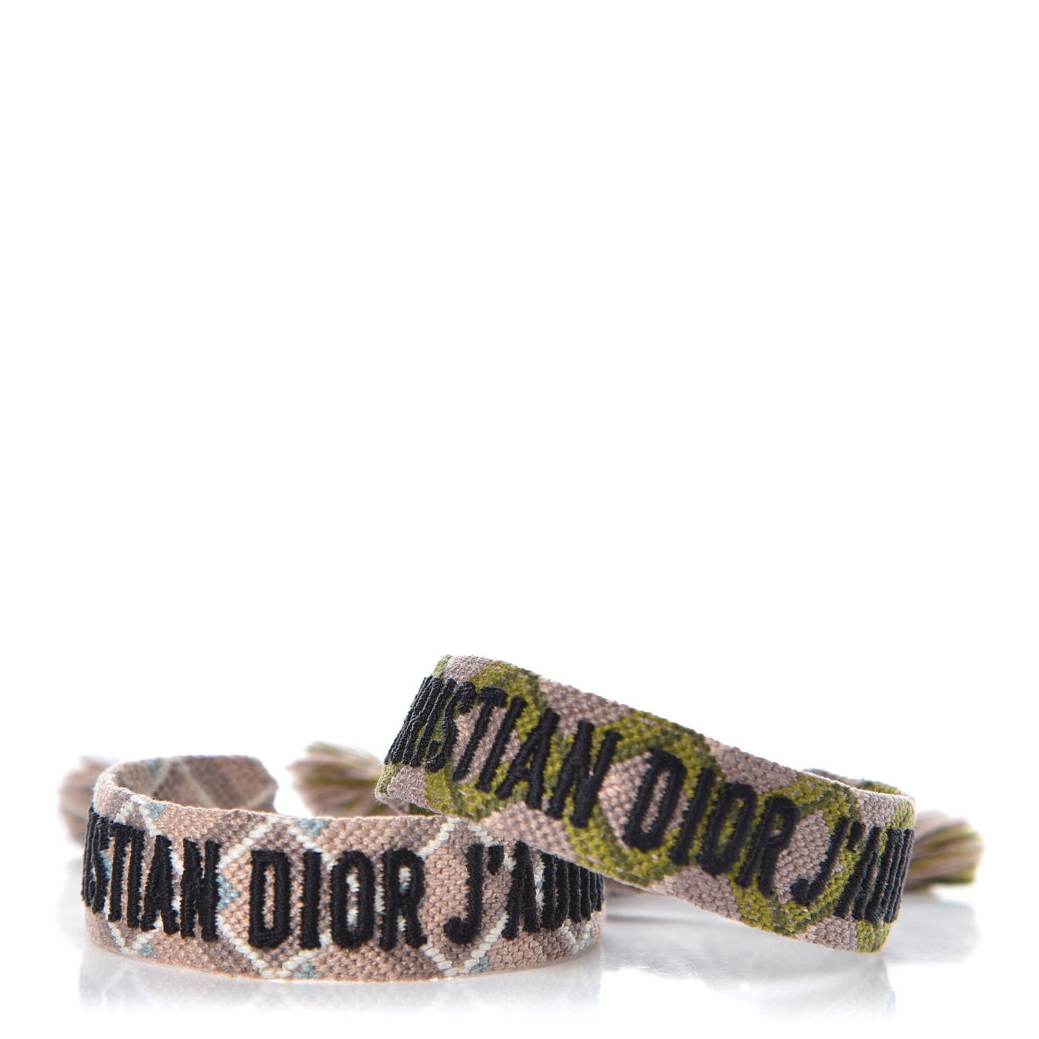 Christian Dior Woven Cotton J'Adior Friendship Bracelet Set Green Pink 1 of 3
