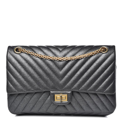 Chanel Metallic Sheepskin Chevron Quilted 2.55 Reissue 226 Flap Dark Silver 1 of 12