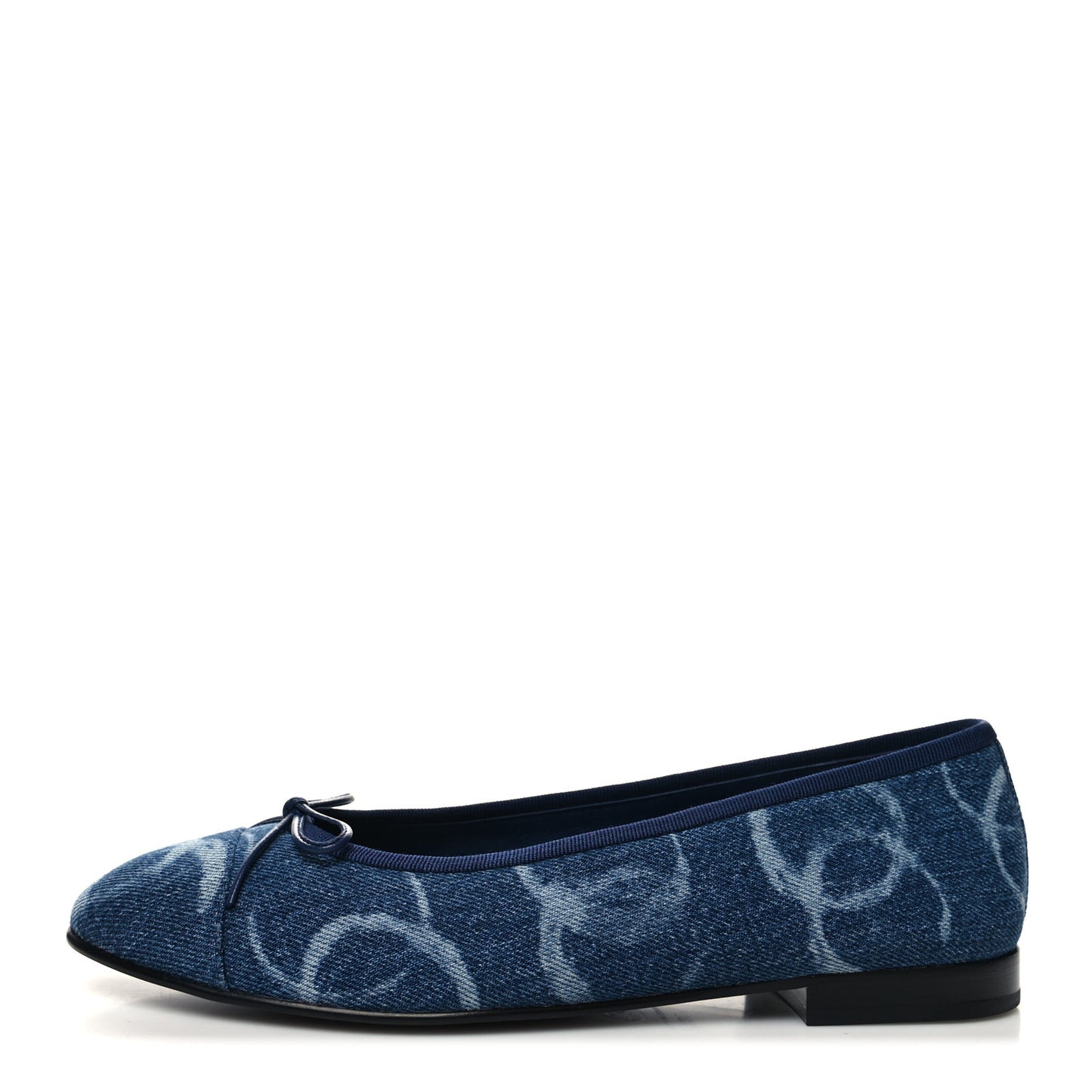 Denim Printed CC Cap Toe Ballerina Flats 39.5 Blue White