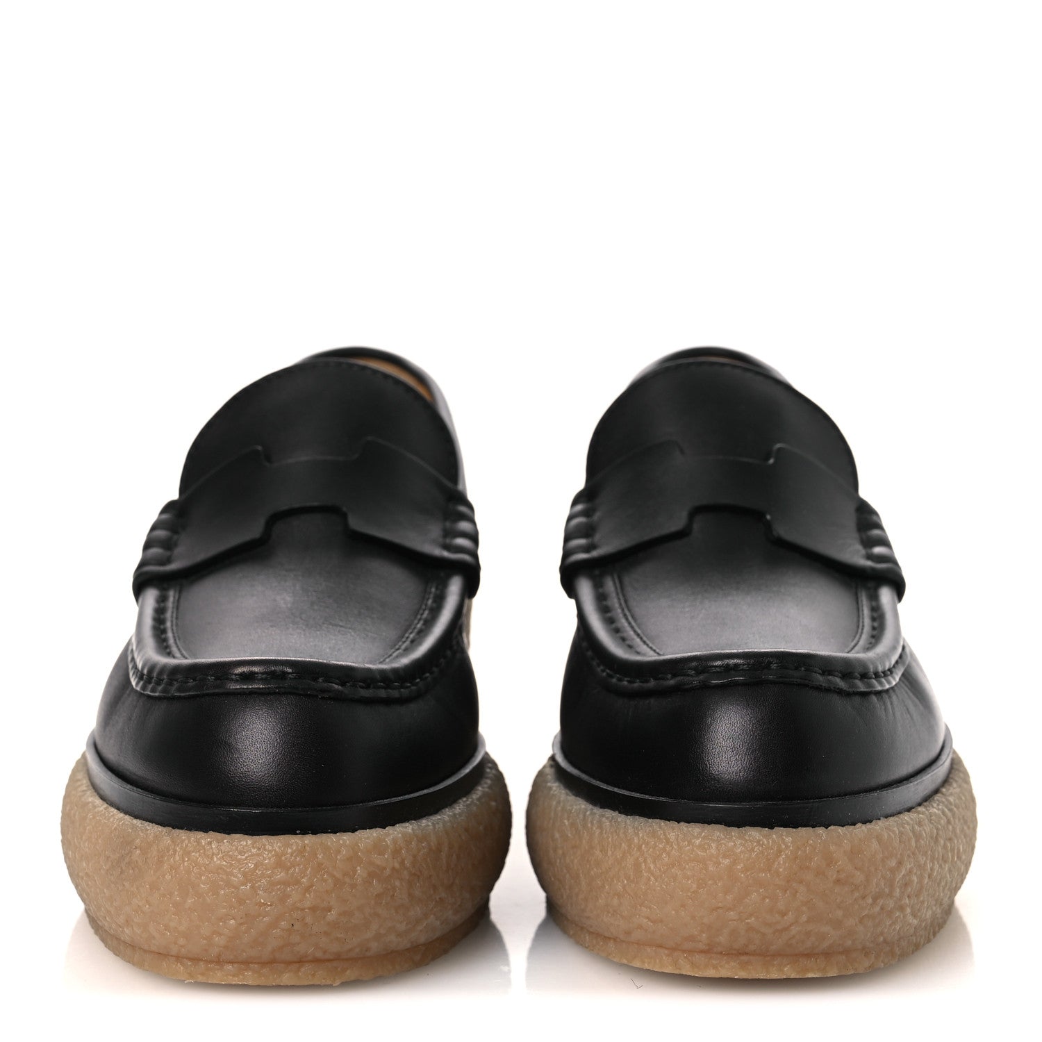Hermes Glazed Calfskin Womens Fanny Loafers 36 Black 3 of 12