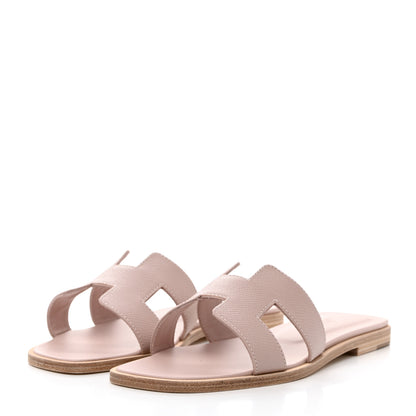 Hermes Epsom Oran Sandals 37 Rose Porcelaine 3 of 8