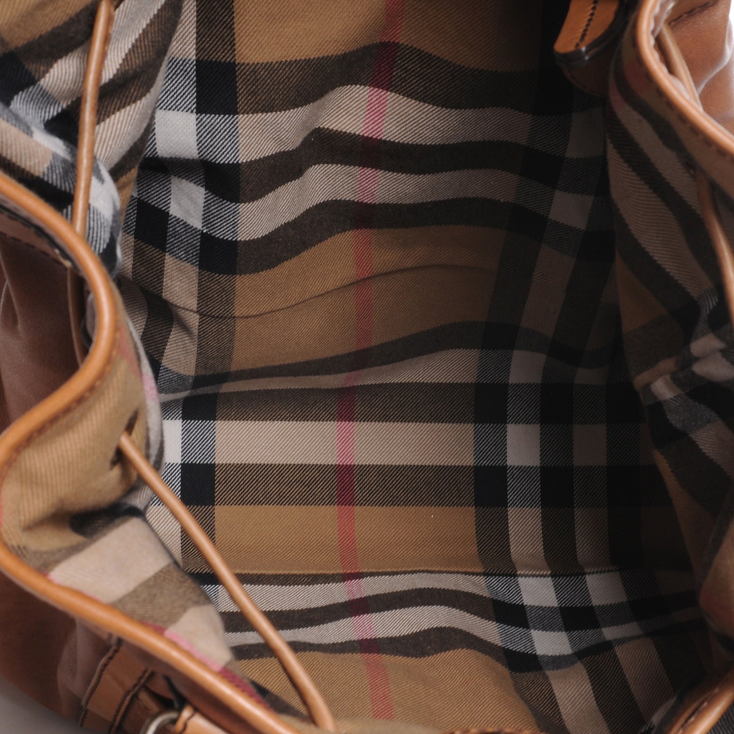 Leather Large Drawstring Tote Light Brown