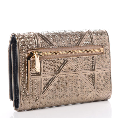 Christian Dior Metallic Patent Micro-Cannage Diorama Elancee Wallet Gold 3 of 10