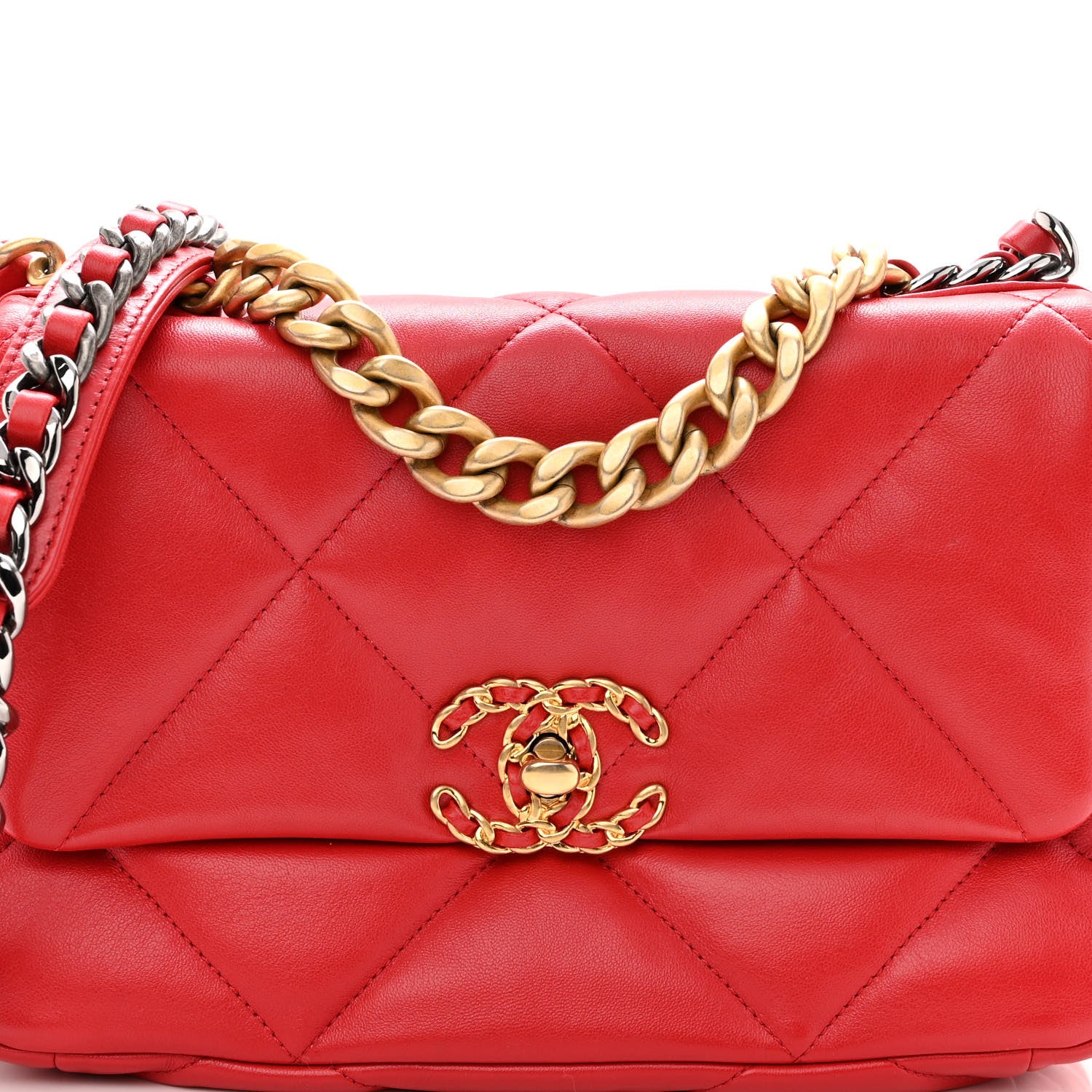 Chanel Lambskin Quilted Medium Chanel 19 Flap Red 7 of 10