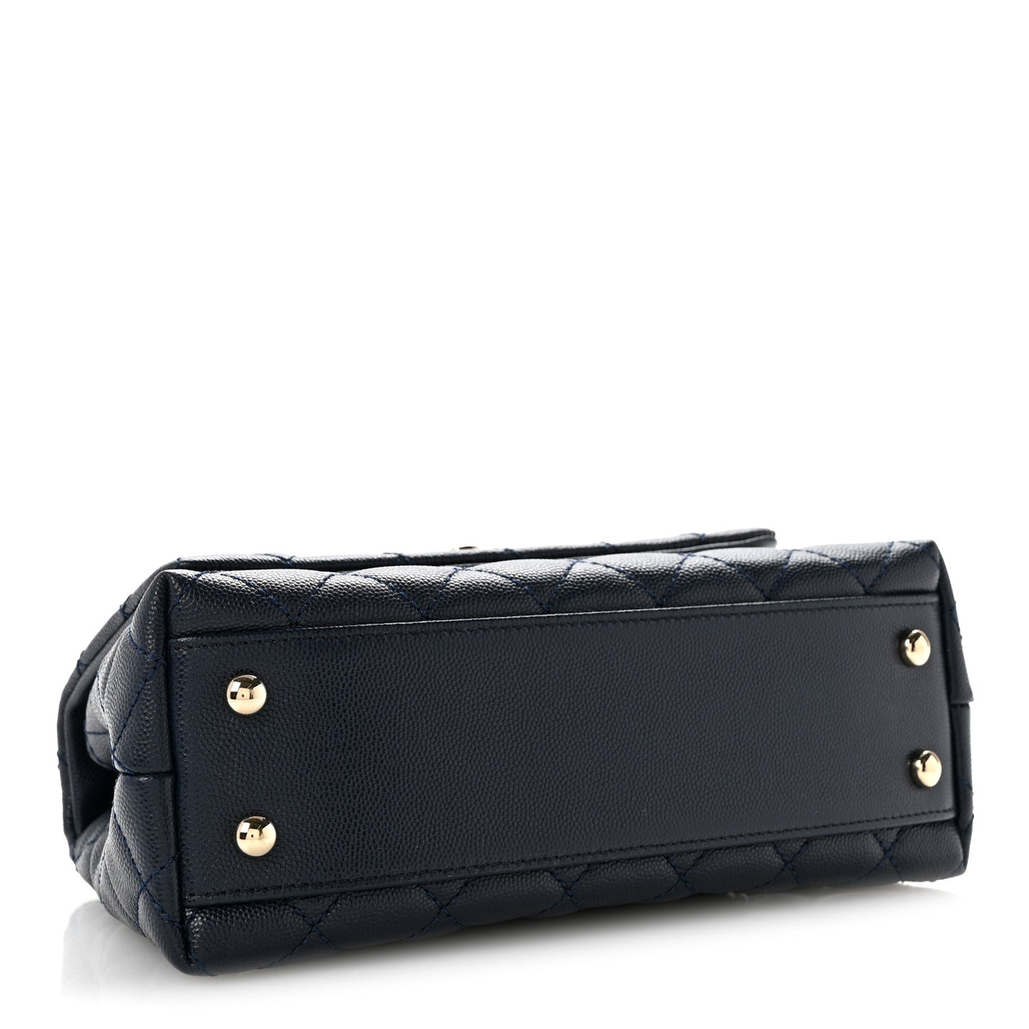 Caviar Quilted Lizard Embossed Mini Coco Handle Flap Navy Blue
