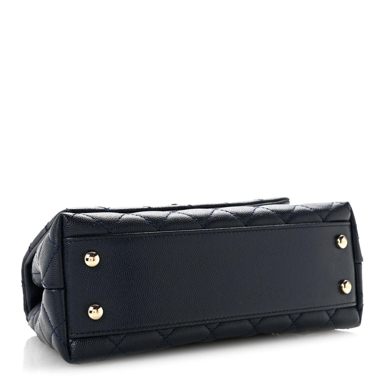 Chanel Caviar Quilted Lizard Embossed Mini Coco Handle Flap Navy Blue 4 of 13