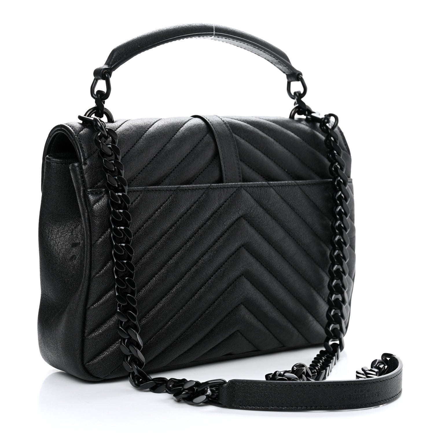 Saint Laurent Sheepskin Matelasse Chevron Monogram Monochrome Medium College Bag Black 3 of 14