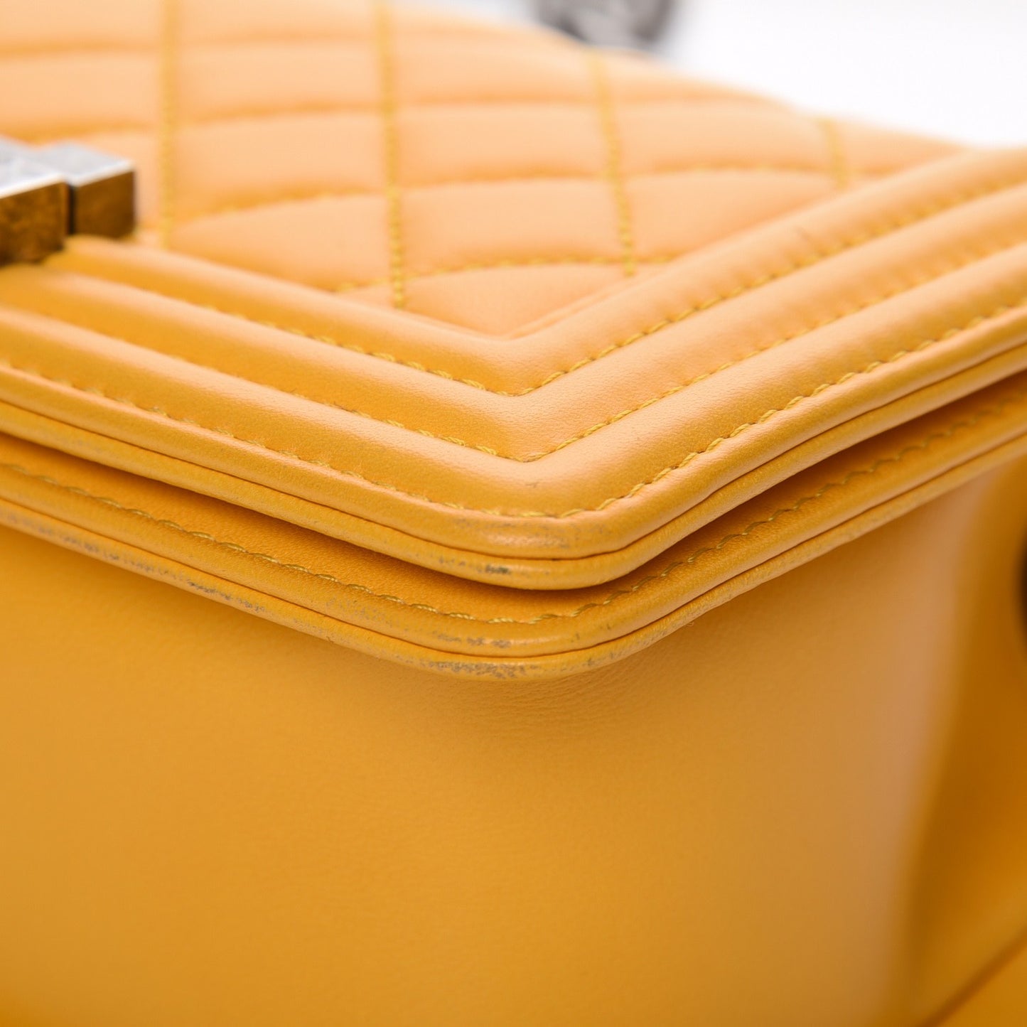 Lambskin Quilted Small Boy Flap Yellow