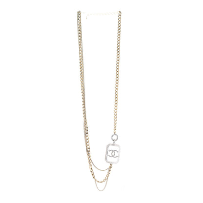 Chanel Crystal Chain CC Multi Strand Necklace Gold Silver 3 of 7