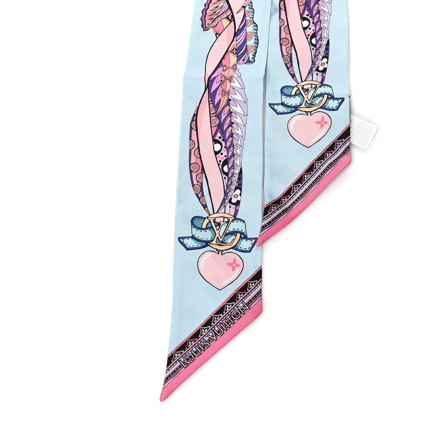 Louis Vuitton Silk Monogram Romance BB Bandeau Light Blue 2 of 3