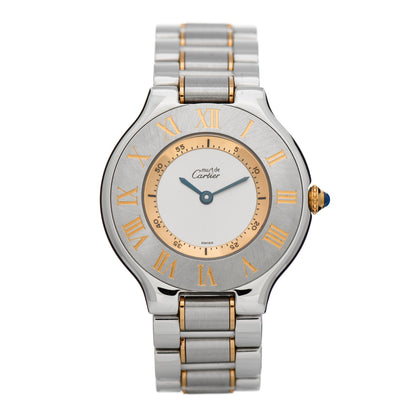 Cartier Stainless Steel 18K Yellow Gold 31mm Must De 21 Quartz Watch 1 of 5