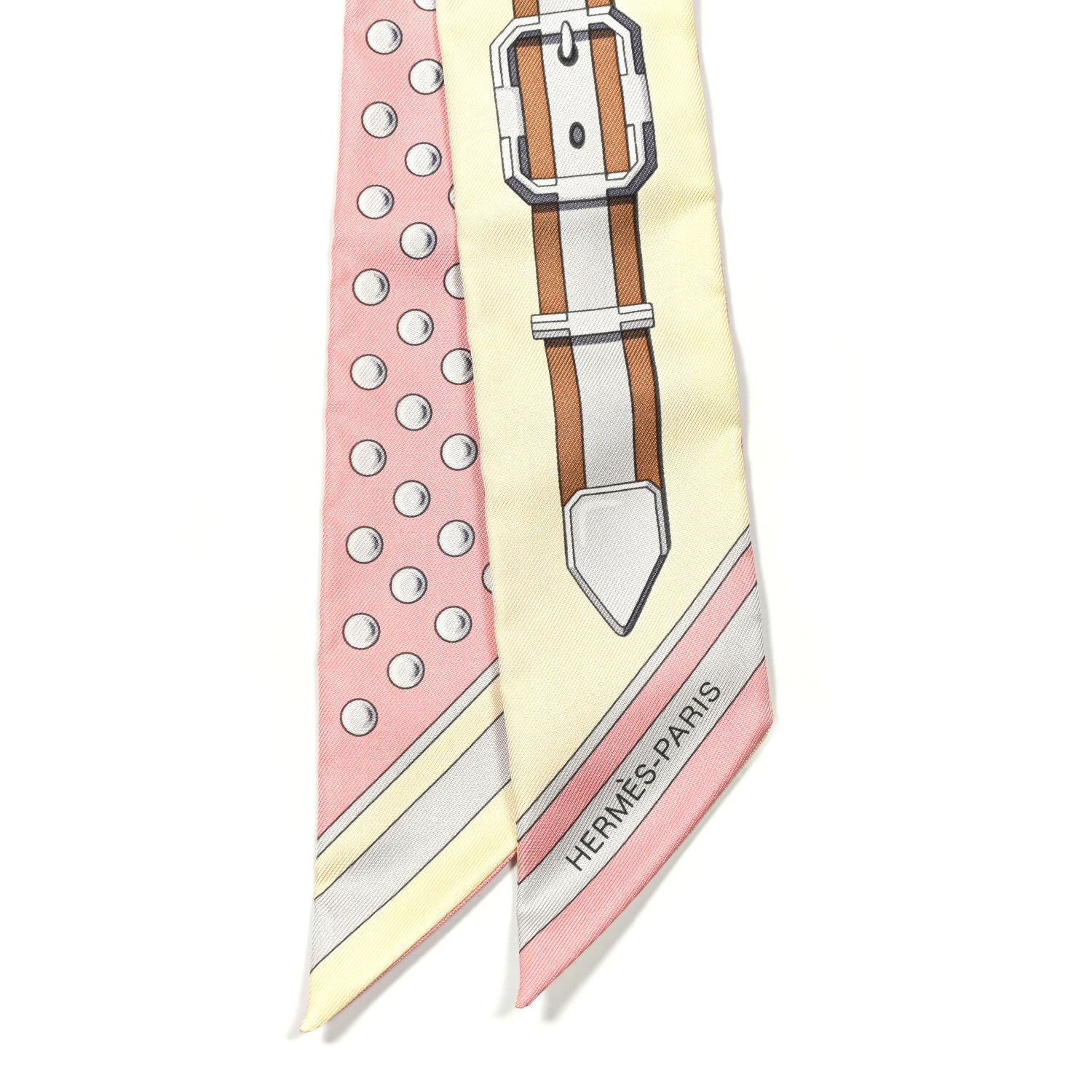 Hermes Silk Grand Tralala Twilly Rose Poudre Jaune 2 of 4