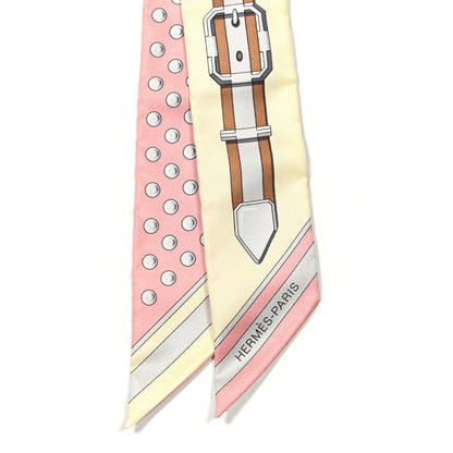 Hermes Silk Grand Tralala Twilly Rose Poudre Jaune 2 of 4