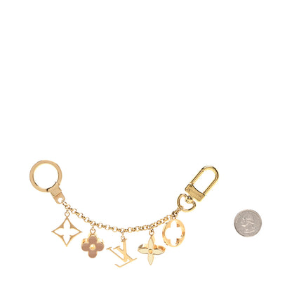 Louis Vuitton Brass Enamel Fleur De Monogram Bag Charm Chain Gold 2 of 4