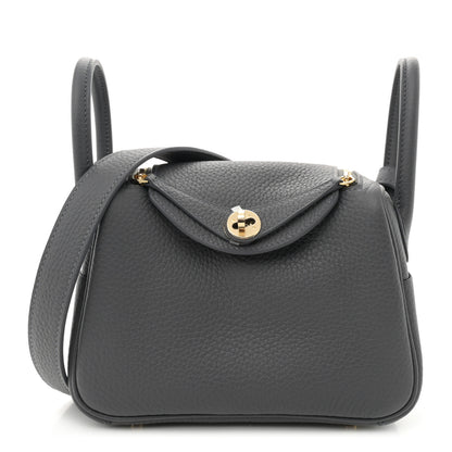 Hermes Taurillon Clemence Mini Lindy 20 Ardoise 1 of 11