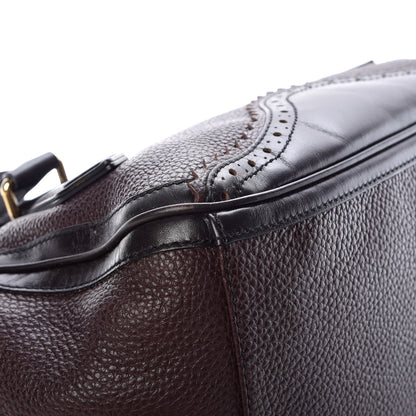 Burberry Grainy Calfskin Brogue Medium Dennet Satchel Chocolate 12 of 15