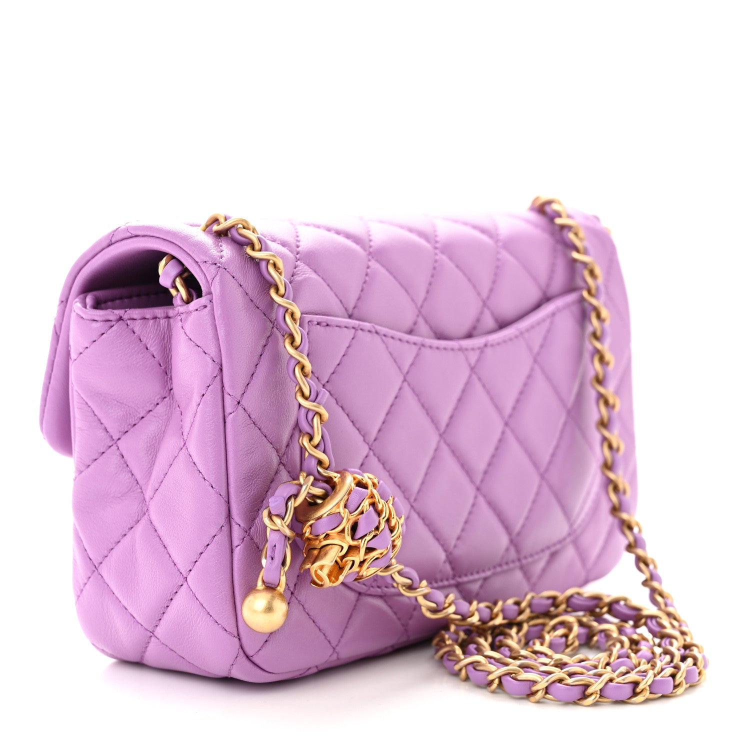 Chanel Lambskin Quilted Mini Rectangular Pearl Crush Flap Purple 3 of 11