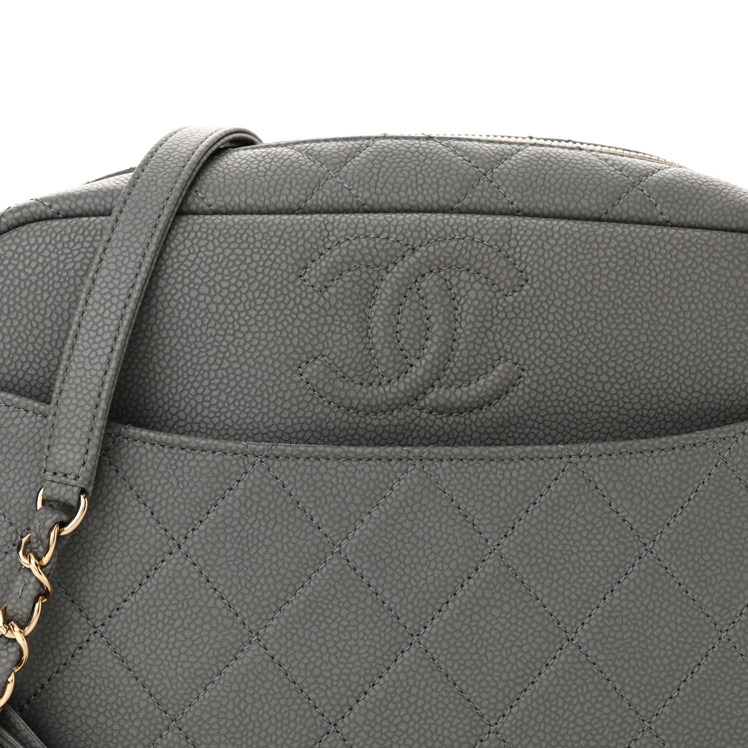 Chanel Iridescent Caviar Flat Quilted Small Coco Tassel Camera Case Grey 8 of 12