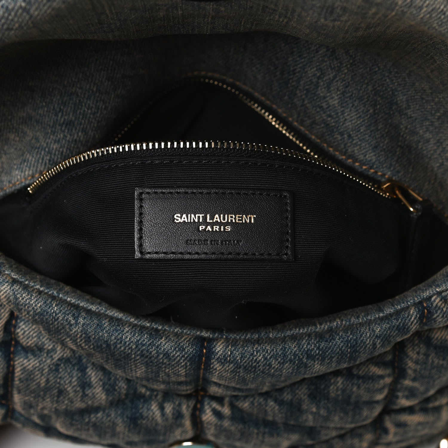 Saint Laurent Denim Quilted Small Loulou Puffer Monogram Chain Satchel Rodeo Blue 6 of 13