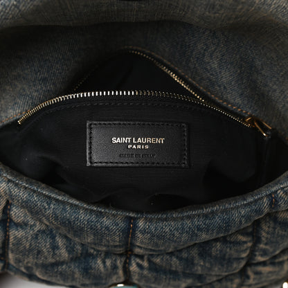 Saint Laurent Denim Quilted Small Loulou Puffer Monogram Chain Satchel Rodeo Blue 6 of 13