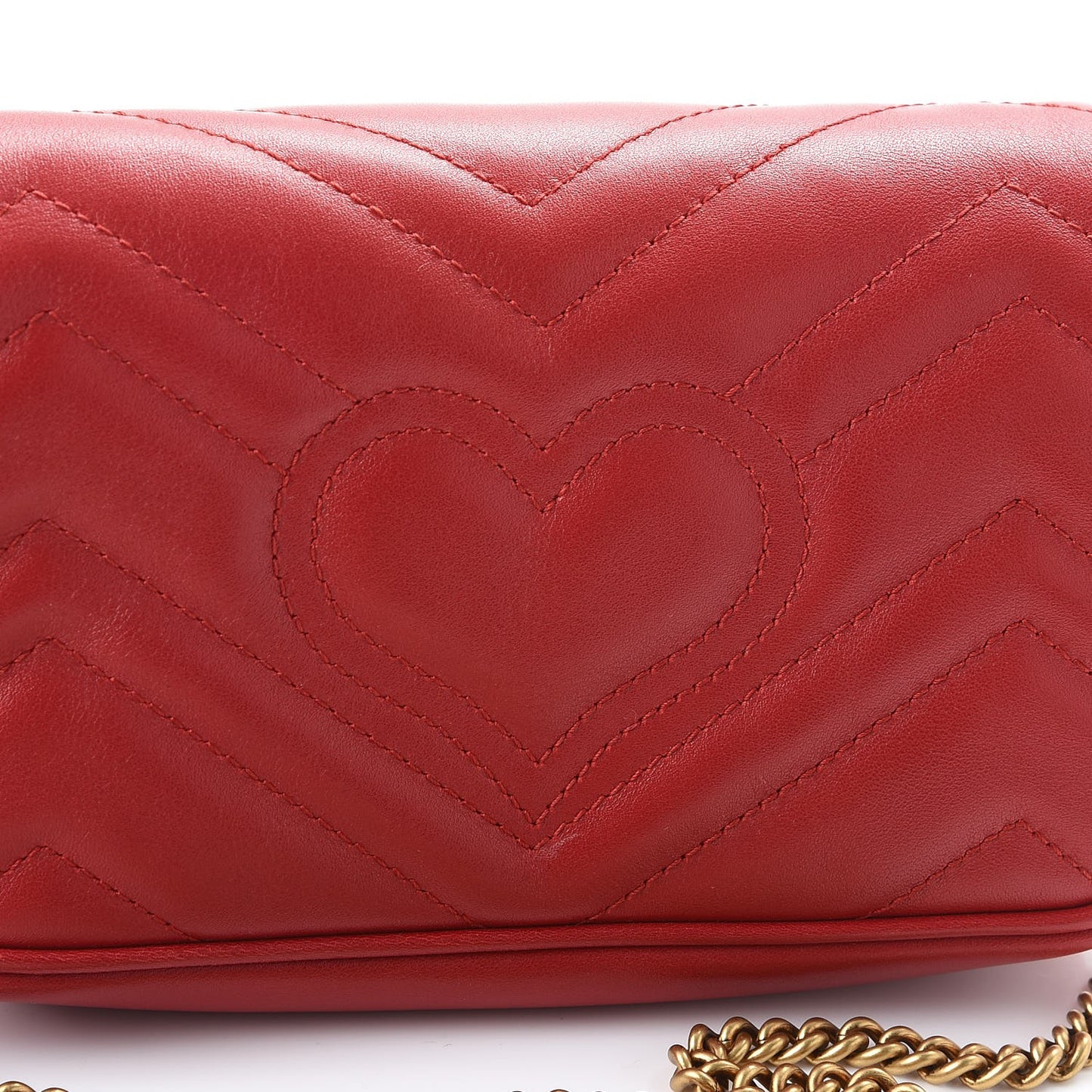 Calfskin Matelasse Super Mini GG Marmont Shoulder Bag Hibiscus Red