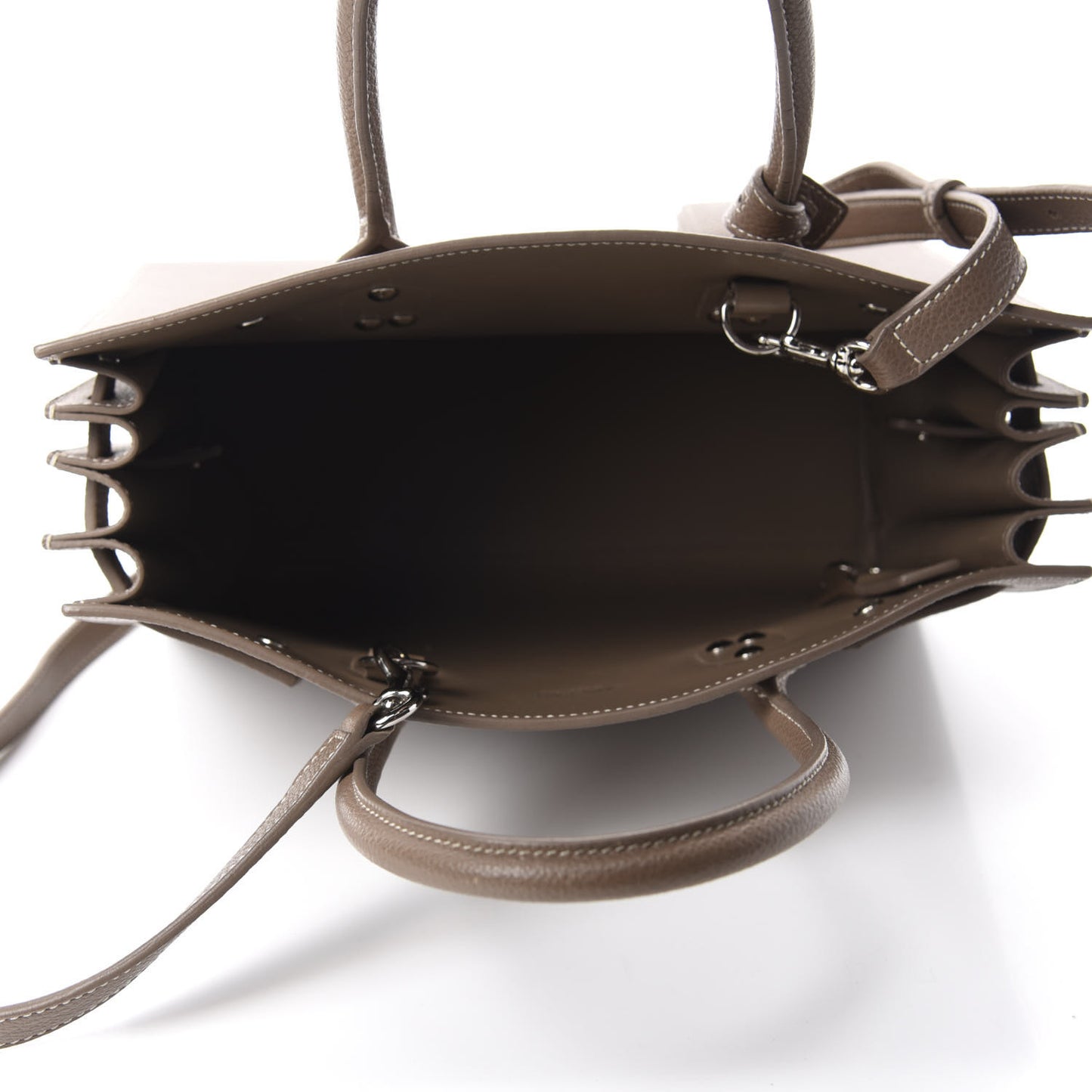 Grained Calfskin Topstich Baby Sac De Jour Taupe