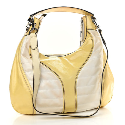 Gucci Patent Calfskin Medium Snow Glam Hobo Yellow White 3 of 13