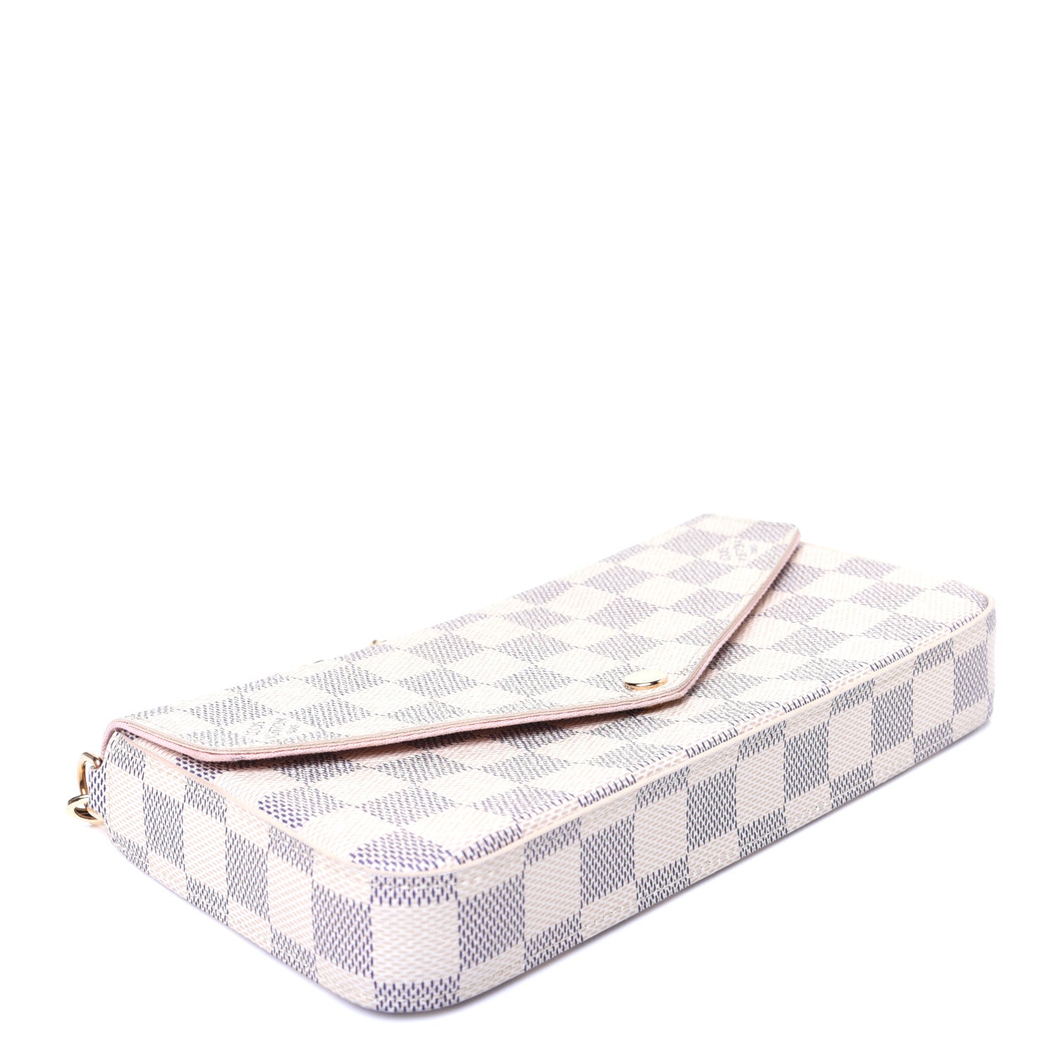 Louis Vuitton Damier Azur Pochette Felicie Chain Wallet Rose Ballerine 4 of 11