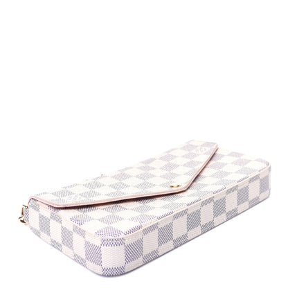 Louis Vuitton Damier Azur Pochette Felicie Chain Wallet Rose Ballerine 4 of 11