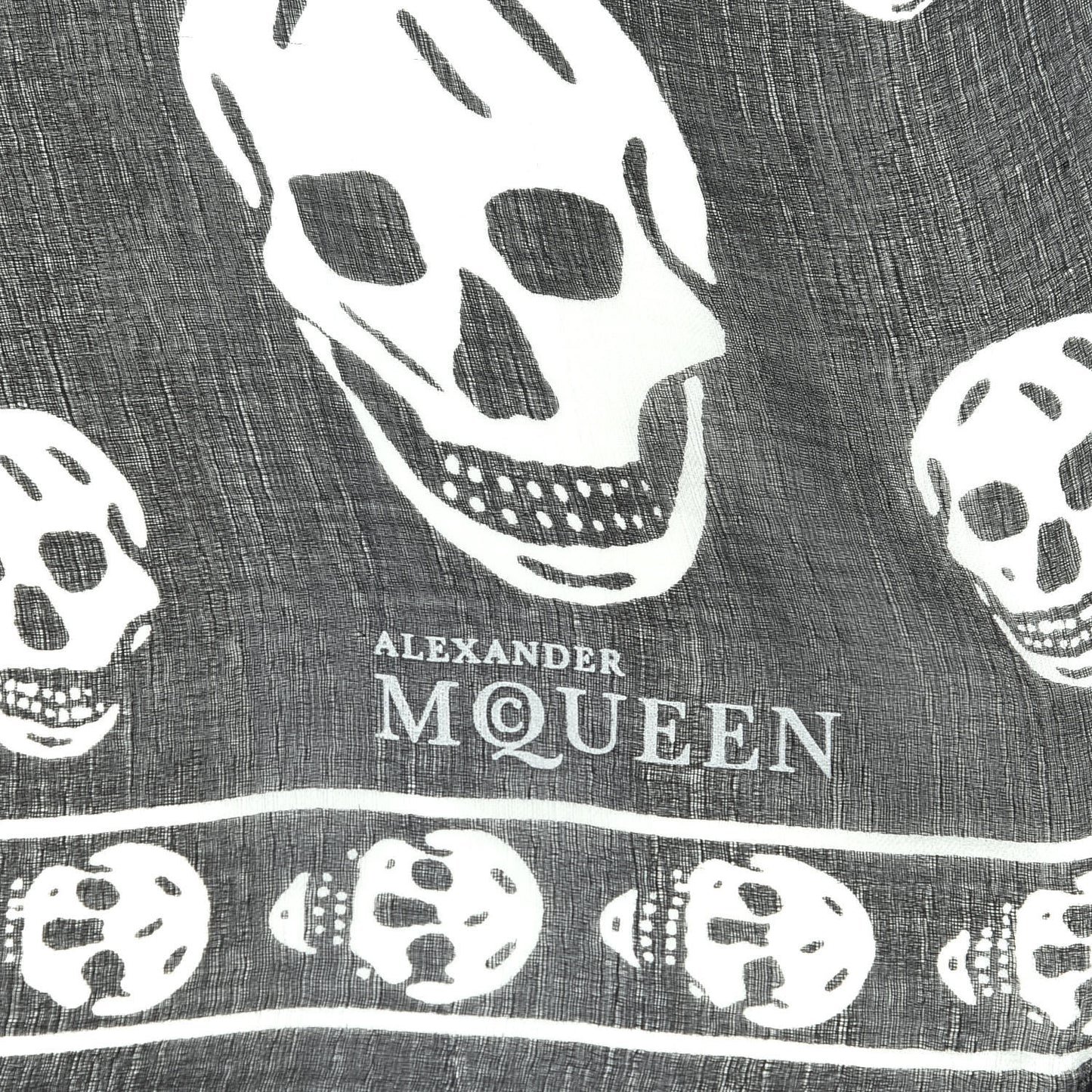 Silk Chiffon Skull Scarf Black Ivory
