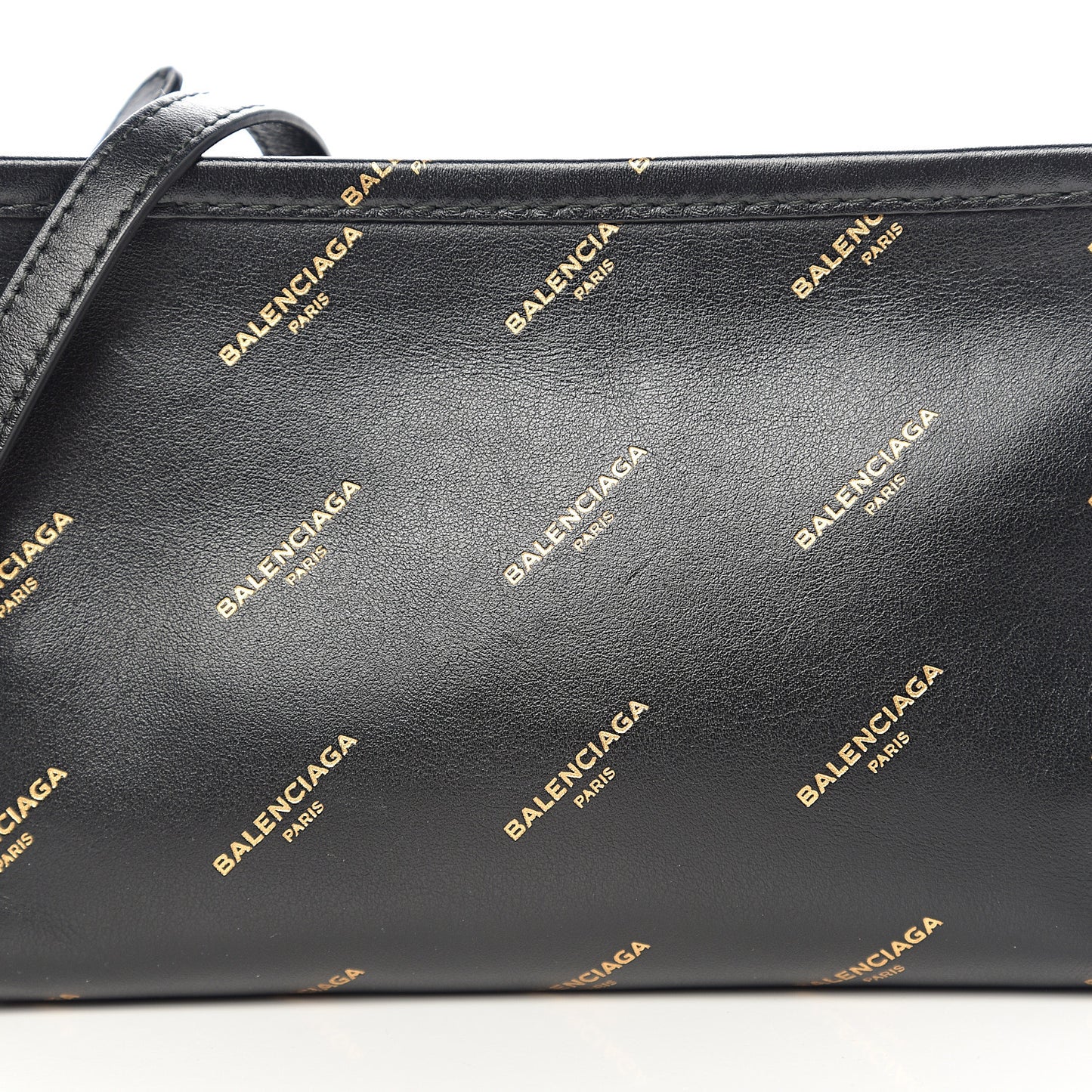 Calfskin Allover Logo Bazar Pochette Crossbody Black Gold