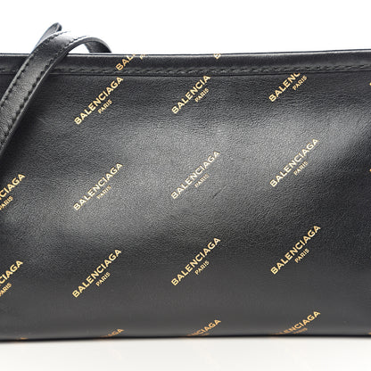 Balenciaga Calfskin Allover Logo Bazar Pochette Crossbody Black Gold 8 of 8