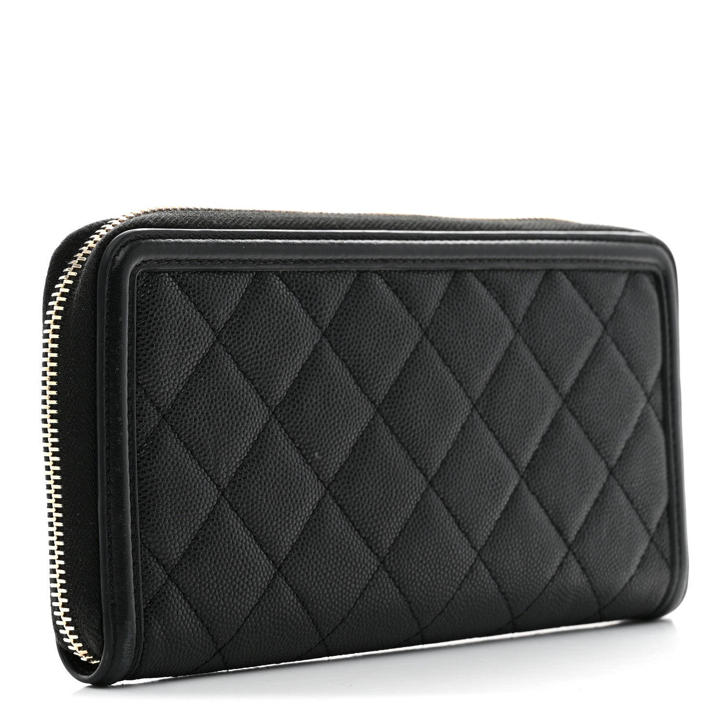 Chanel Caviar Quilted Filigree Zip Around Wallet Black 3 of 8