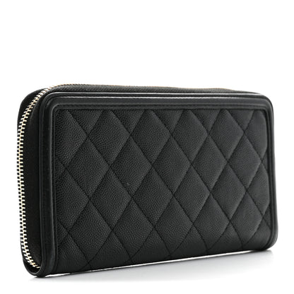 Chanel Caviar Quilted Filigree Zip Around Wallet Black 3 of 8