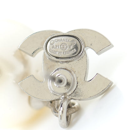 Chanel Crystal Pearl CC Drop Earrings Silver 4 of 5