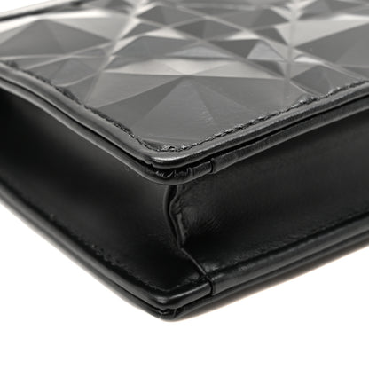 Christian Dior Calfskin Macrocannage Diamond Caro Zipped Pouch With Chain Black 9 of 10