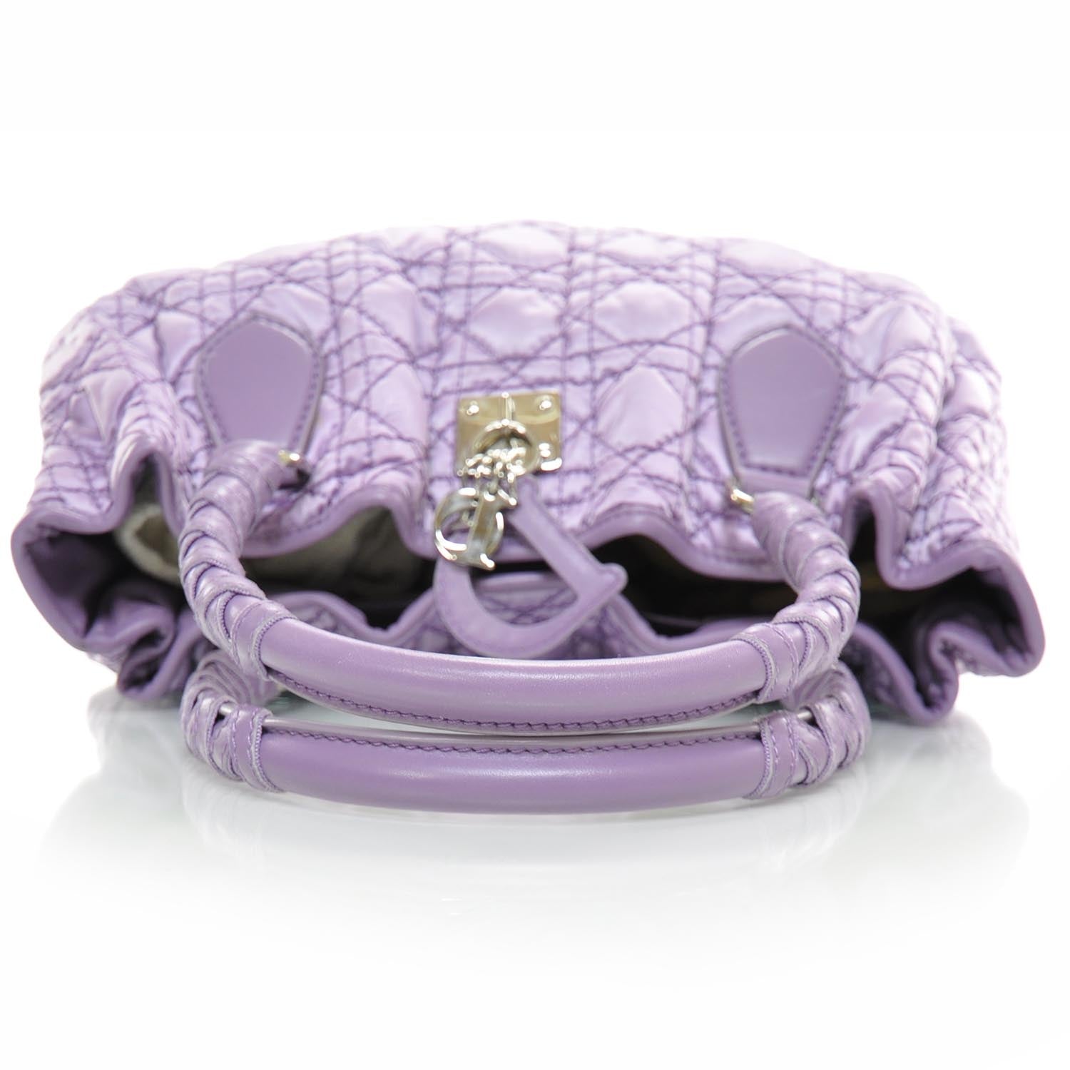 Christian Dior Satin Cannage Charming Tote Purple 5 of 8